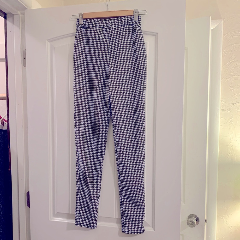 Classic pattern of white and black dress slacks
